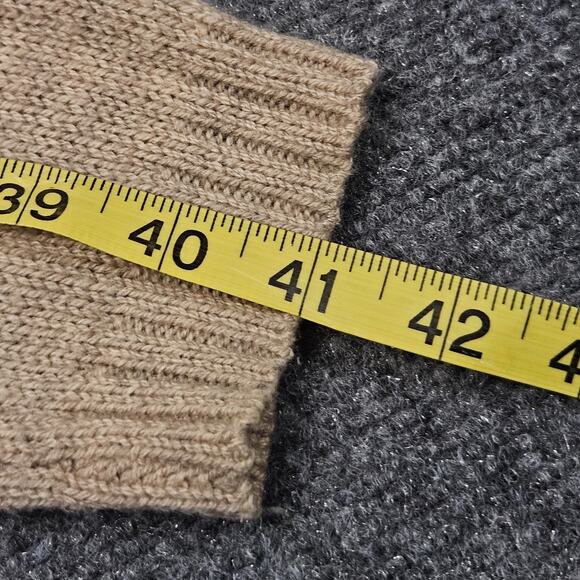 Patagonia Sweater M Tan Lambswool Nylon Knit Crewneck Striped Sleeve Casual - Picture 7 of 7